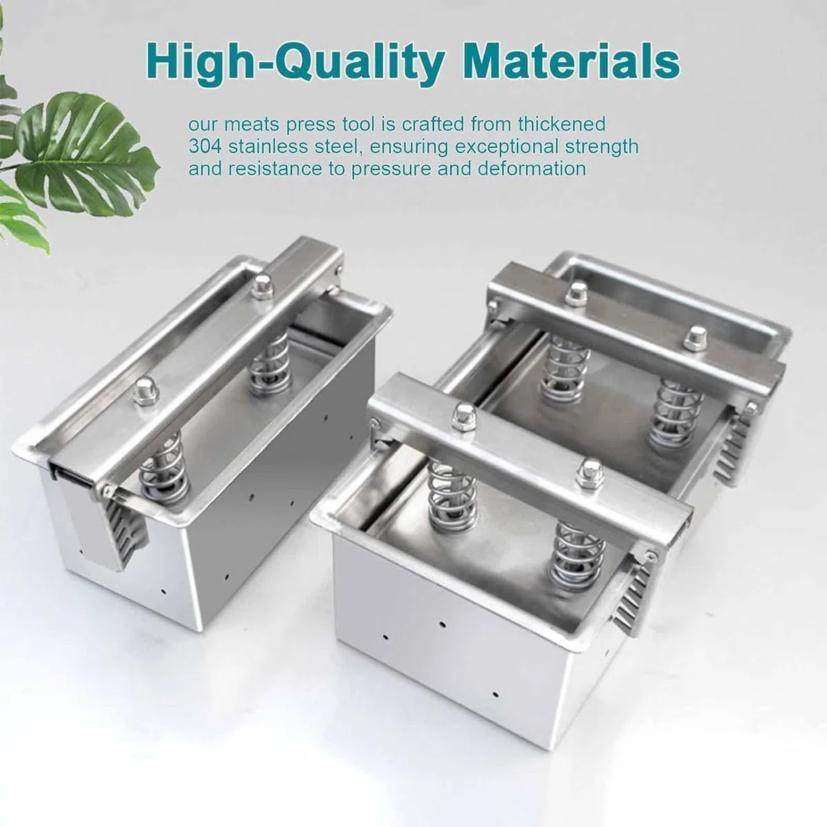 Herramienta de prensado de carne de jamón, para bloques de carne rectangulares perfectos, molde de prensa de carne de acero inoxidable, con resorte de compresión, placa base extraíble, herramienta de