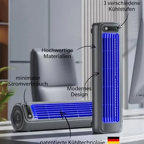 Aire Acondicionado, Ventilador Enfriador de Aire, Ventilador inalámbrico portátil, Enfriador de Aire para habitación, Patio, Oficina e Interiores, con 3 velocidades y Pan