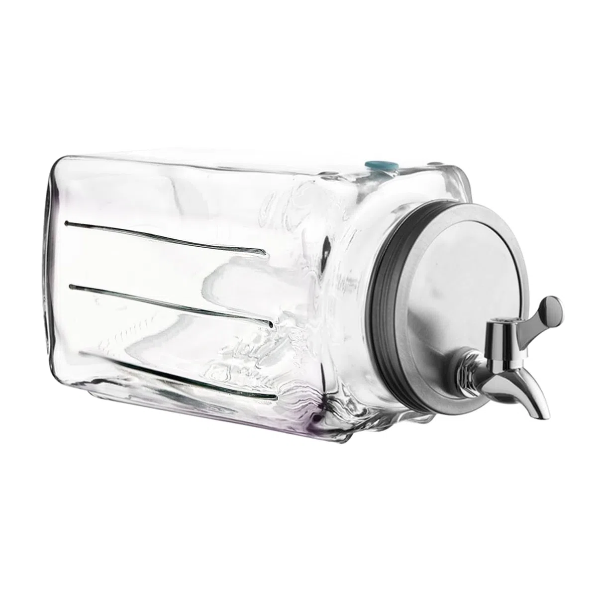 Dispensador de Bebidas con Grifo 3L, Recipiente Transparente de Cristal, Botella Bebidas de Vidrio con Tapa y Cierre Giratorio, Resistente al calor - Longitud 32.5 x Profundidad 13.5 x Altura 32.5cm