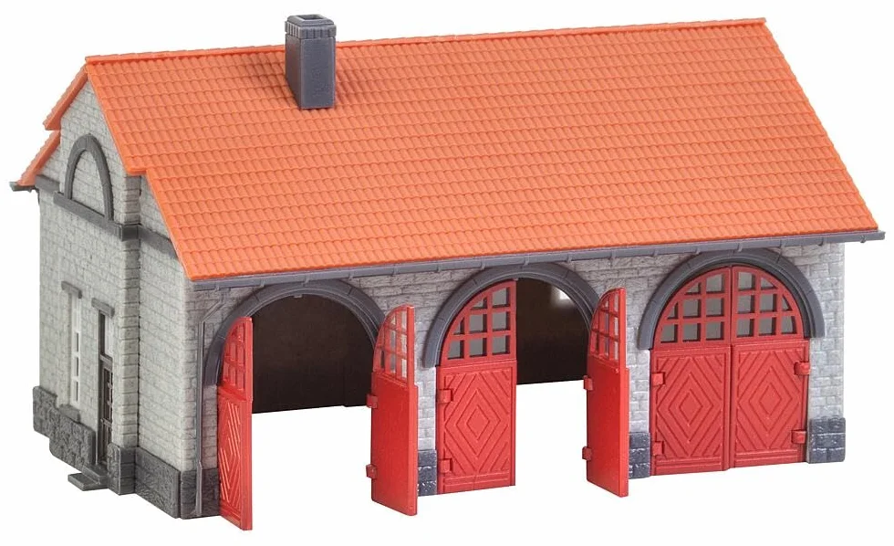 FALLER Casa de Bomberos con 203 Piezas, 101 x 82 x 60 mm, Accesorios de ferrocarril N I Taller de Bomberos, Color Crema y marrón