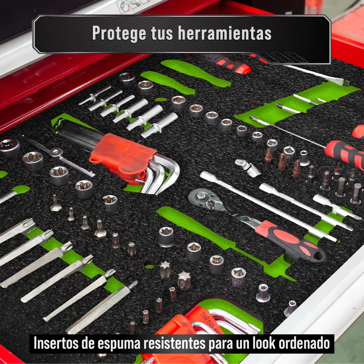 Precision Defined Espuma para Caja de Herramientas - Insertos de Espuma para Cajas, Shadow, para Herramientas - Negro/Verde (40,6 x 30,4 x 2,54 cm, Paquete de 4)