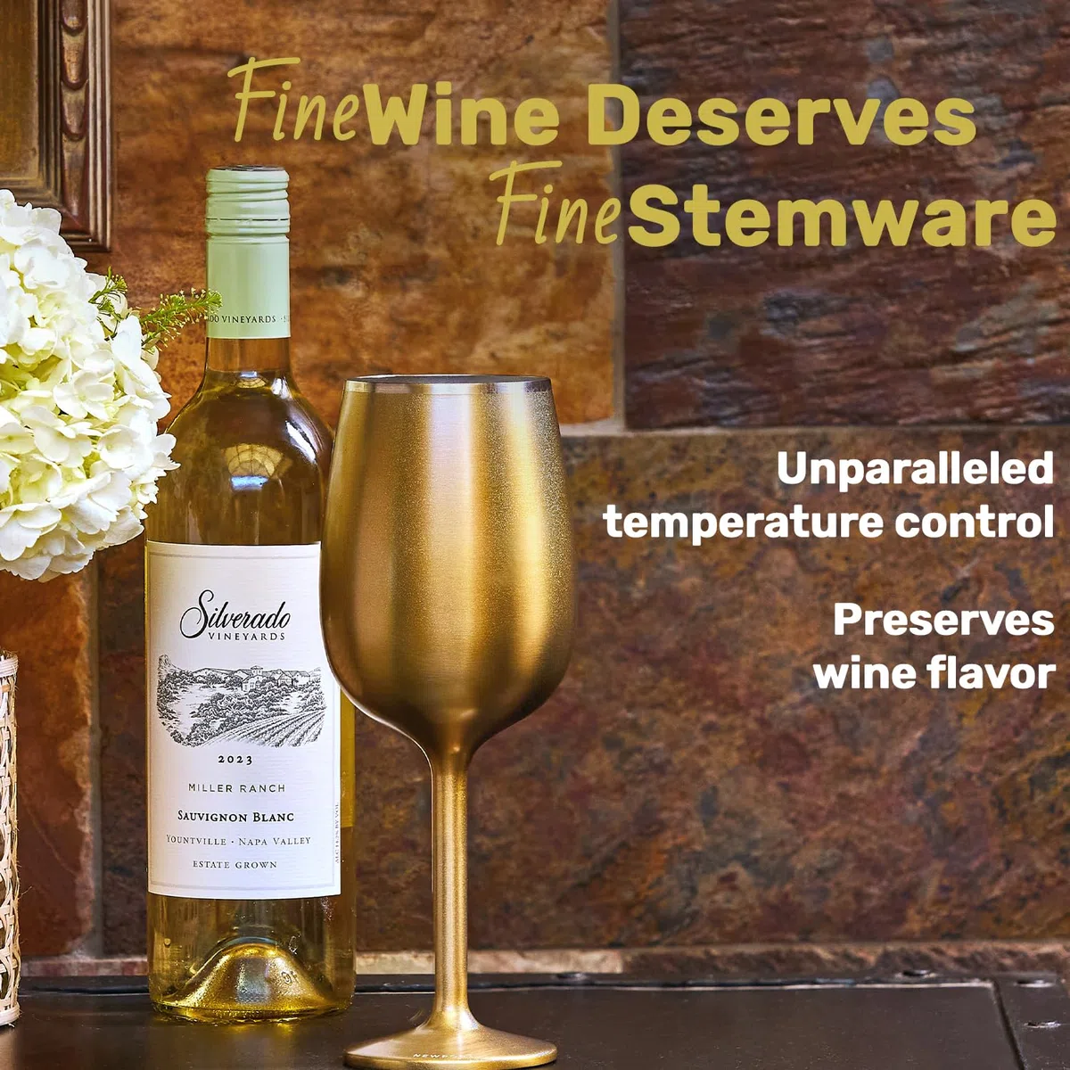 Newport Stemware Collection - Copa de vino de acero inoxidable aislada al vacío, copa de vino ligera, irrompible y las bebidas se mantienen frías, base de silicona antideslizante, copas de cóctel, 12