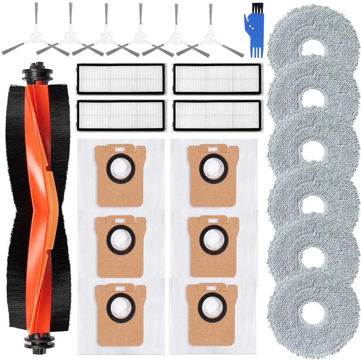 Kit de Accesorios de 23 Piezas para Xiaomi X20+ / X10 Plus Aspirador Robótico, 1 Cepillo Principal, 4 Filtros Hepa, 6 Toallas, 6 Bolsas de Polvo, 6 Cepillos Laterales