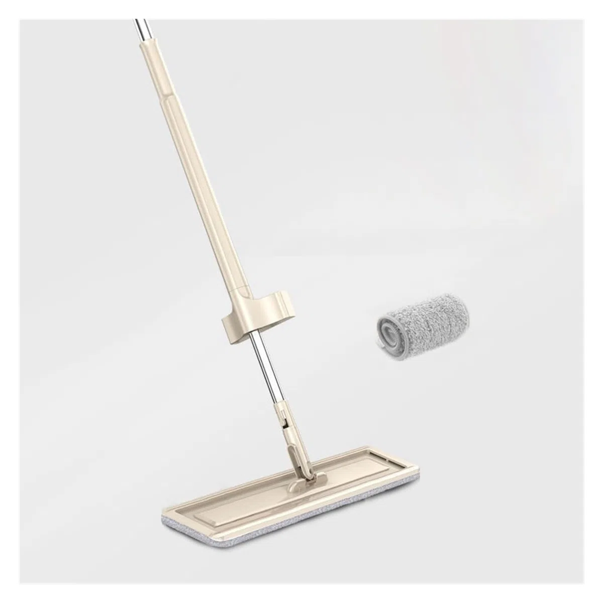 TOMYEUS Magic autolimpiante Squeeze Frega con Almohadillas de Microfibra Placa Plana for el Piso de Lavado Hogar de Limpieza for el hogar Accesorios de baño, Caqui (Color : 1Pcs Pad)