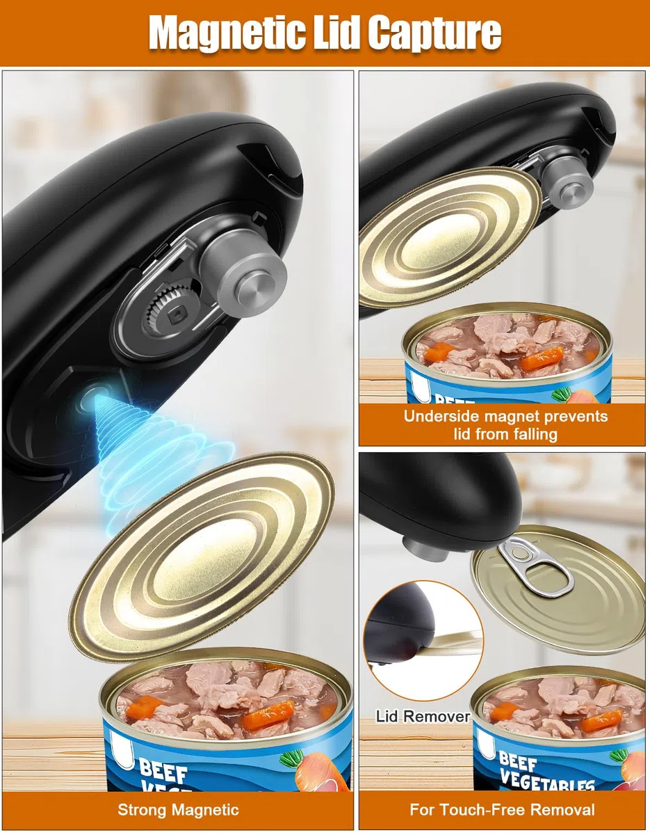 YUET Abrelatas Eléctrico Automático, Abridor de Tarros eléctrico, Abridor de Frascos para Personas Mayores, Artritis y Cocineros, Manos Libres, Accesorio de Cocina