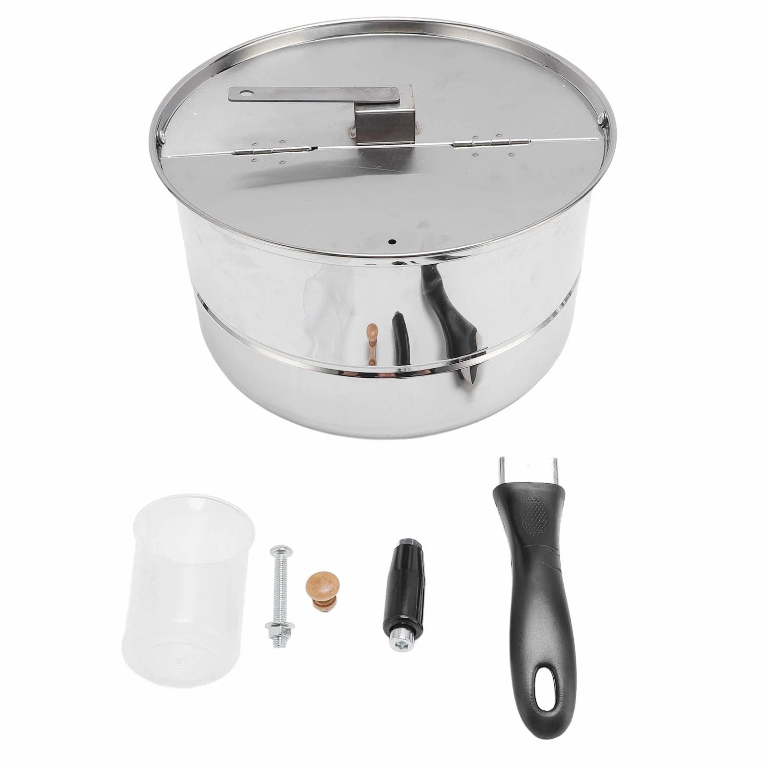 Wakects Máquina para Hacer Palomitas de Maíz en la Estufa, Palomitas de Maíz de Acero Inoxidable con Manivela, Olla para de de 11 X 6,5 Pulgadas para Calefacción Eléctrica y de Gas, Noches de Cine