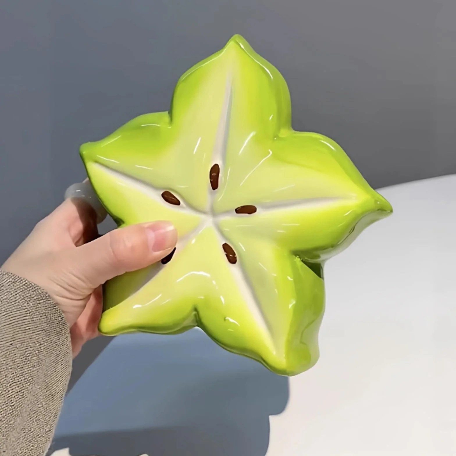 Portacepillos De Dientes para Baño Y Ducha Soportes De Pasta Dientes For Cepillos con Forma Carambola Cerámica, Organizadores Almacenamiento For Baño(Grün)
