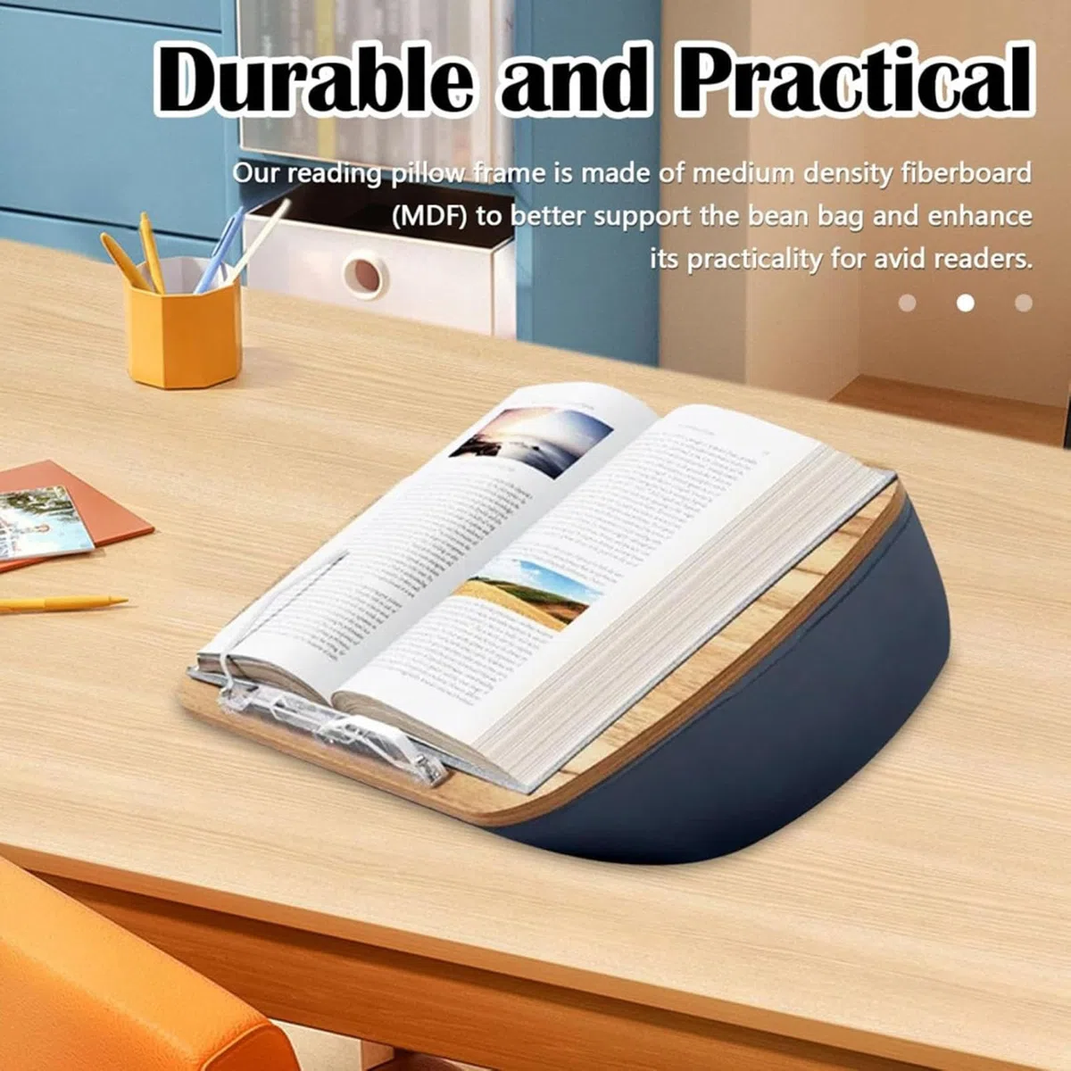 Soporte Almohada para Lectura Ángulo Ajustable Reduce Tensión Cervical | Almohada de lectura en cama con soporte Relleno de Bolitas de Espuma, para Lectores, Portátil, Cama, Sofá, Tablet, E-Reader