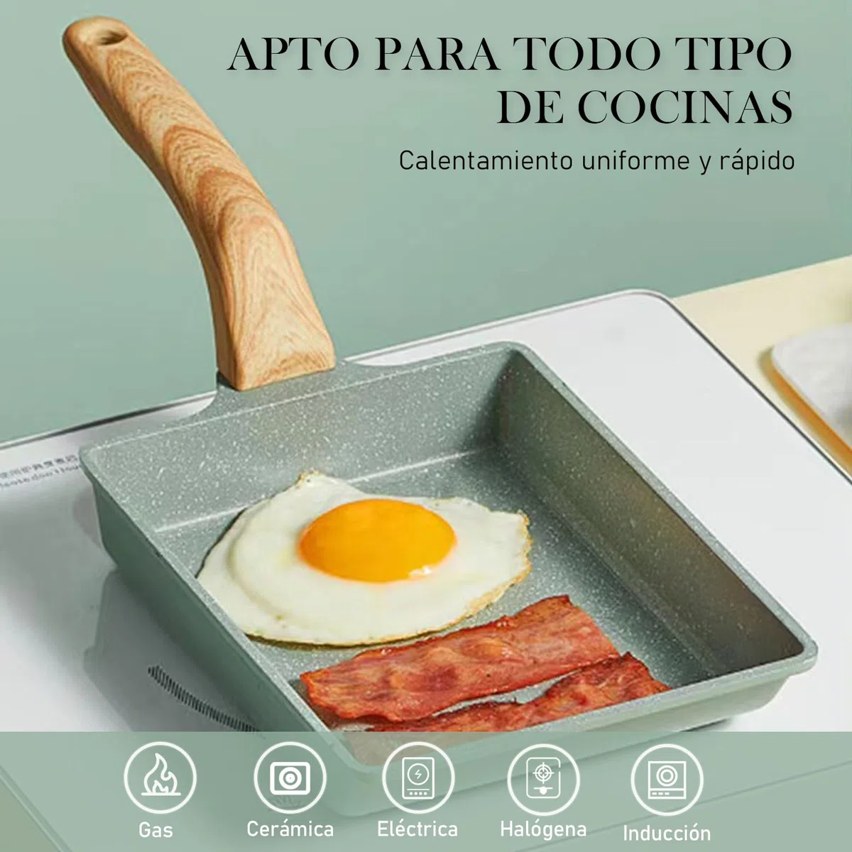 HARLIANGXY Tamagoyaki Sartén japonesa para tortillas con espátula de silicona, sartén cuadrada japonesa, revestimiento antiadherente(libre de FOA), 20x15cm