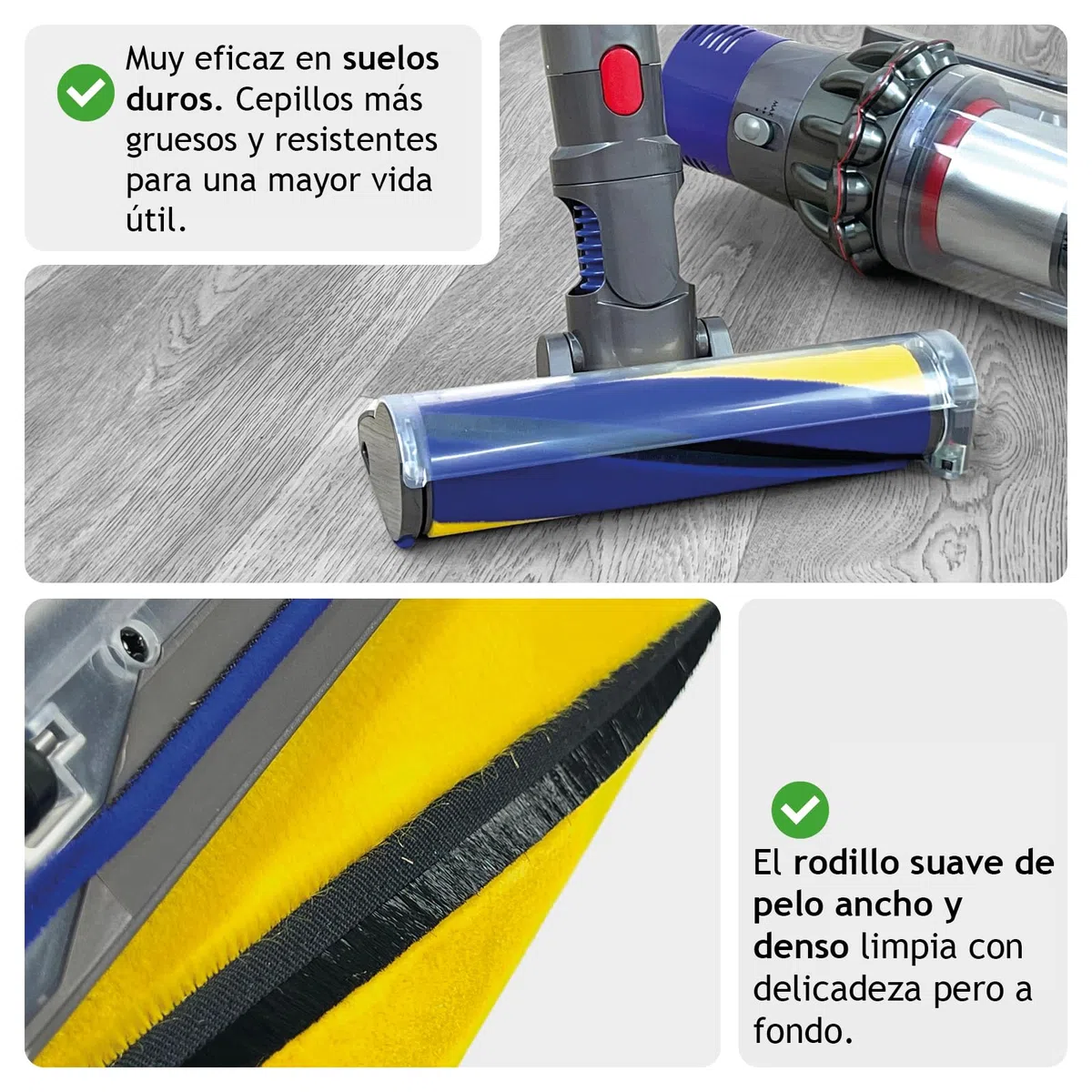 SPARES2GO Cepillo láser para Suelos para Dyson V11, SV16, V15 y SV22 Outsize Absolute Detect aspiradoras