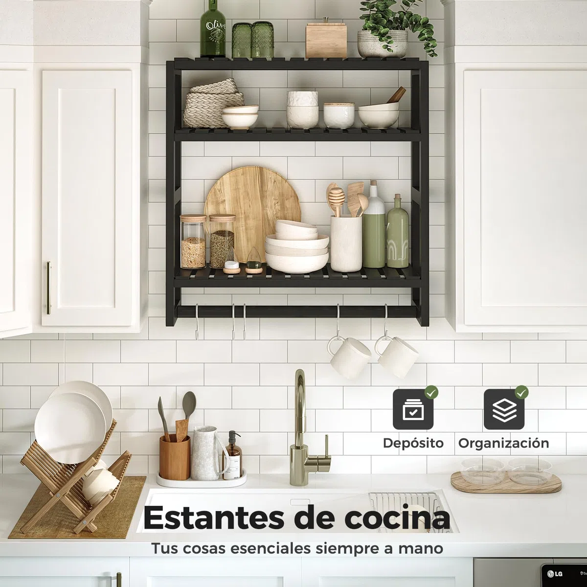 Bamworld Estantes flotantes de almacenamiento de baño de 3 niveles – Bambú multifuncional ajustable sobre estante de inodoro organizador de baño para ahorrar espacio almacenamiento de montaje en pared
