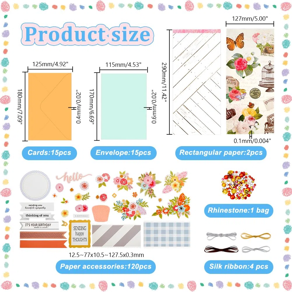 AHANDMAKER Kits para Hacer Tarjetas de Papel, Coloridos Kits de Tarjetas de felicitación Hechos a Mano para Tarjetas del día de San Valentín, Tarjetas de Pascua, Invitaciones de cumpleaños, Sobres y