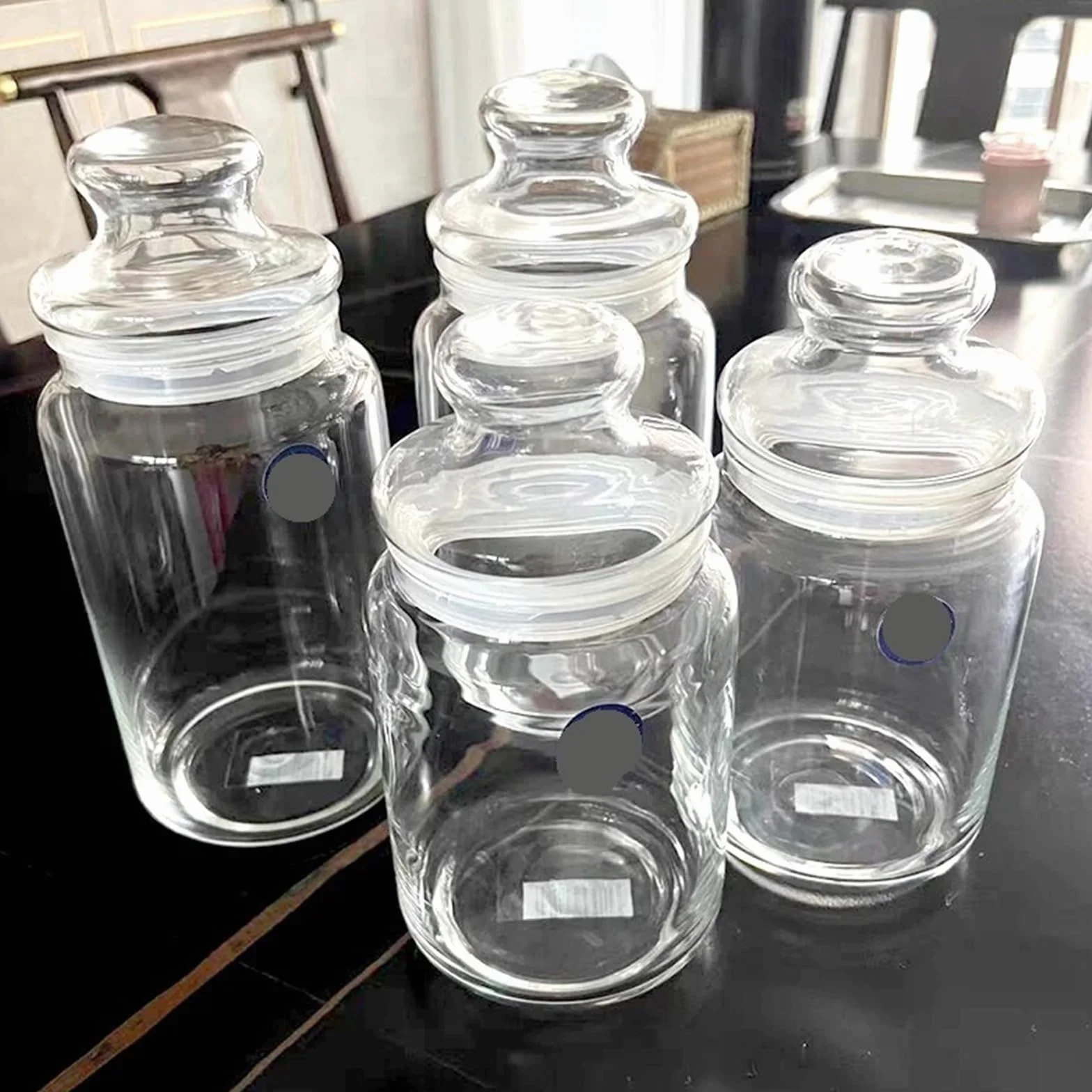 Tarro de almacenamiento para cocina, Tarro de vidrio for almacenamiento alimentos, 2 uds., con tapa, 500-1000ml, for frutos secos, galletas, té y café(750ml)