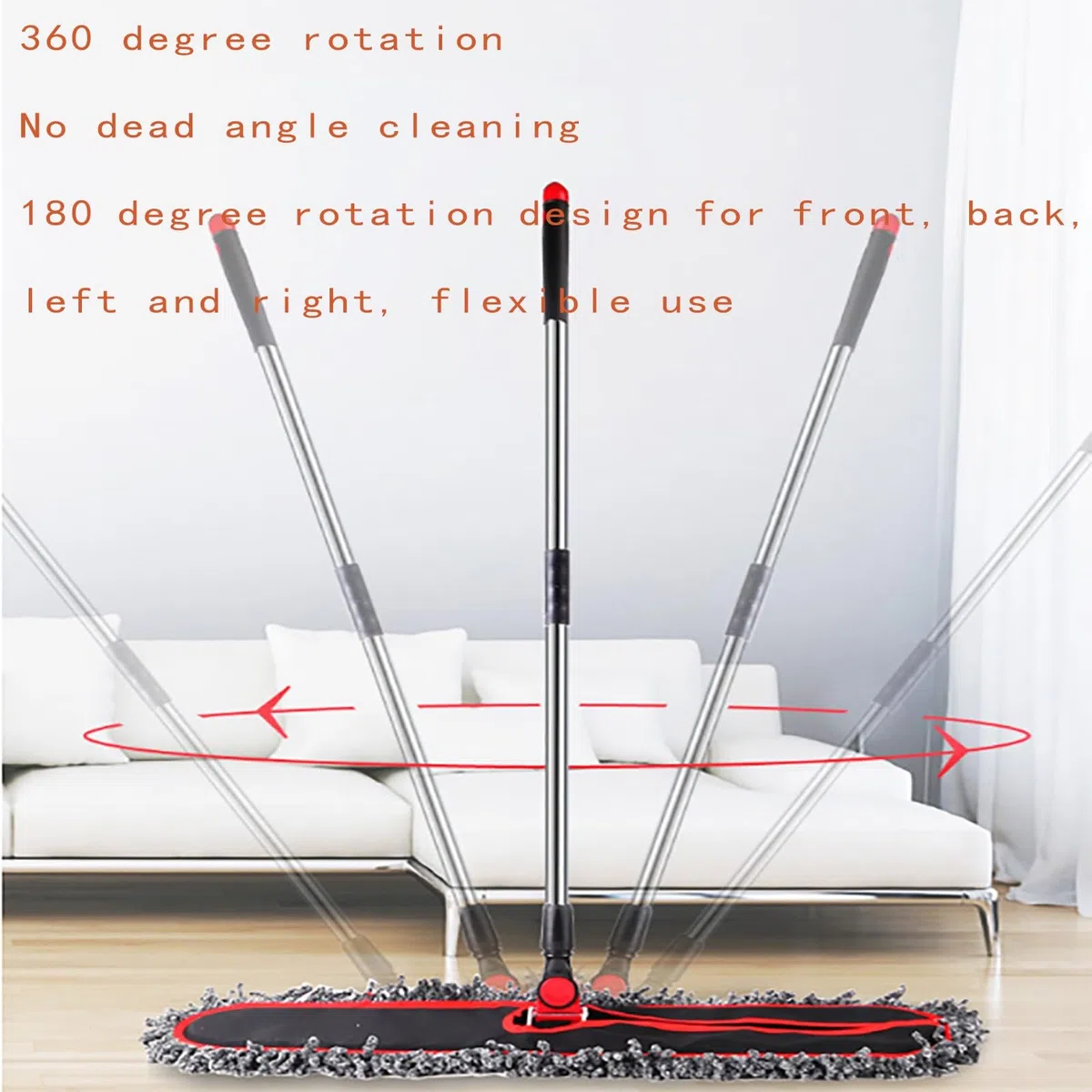 Trapeador de limpieza profunda para limpieza de pisos, ideal para madera dura, laminados, baldosas, almohadilla de trapeador de limpieza en seco y húmedo de microfibra A,135 * 70 * 10cm