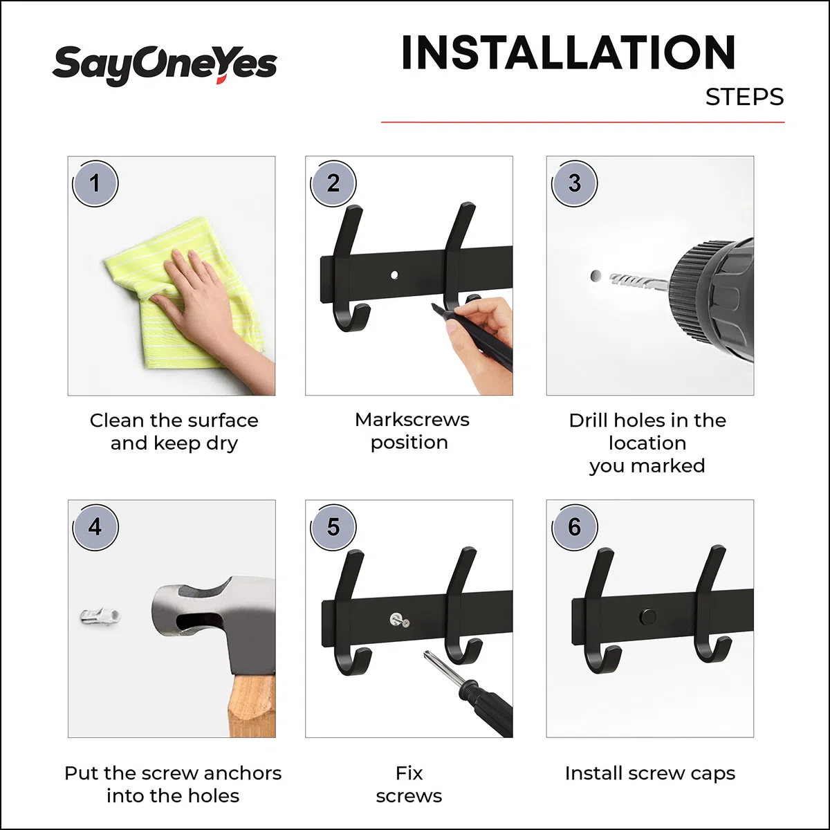 Perchero de pared con 5 ganchos dobles para colgar, acero inoxidable SUS304 resistente de 15 pulgadas, acabado mate, impermeable, gancho de pared para entrada de baño