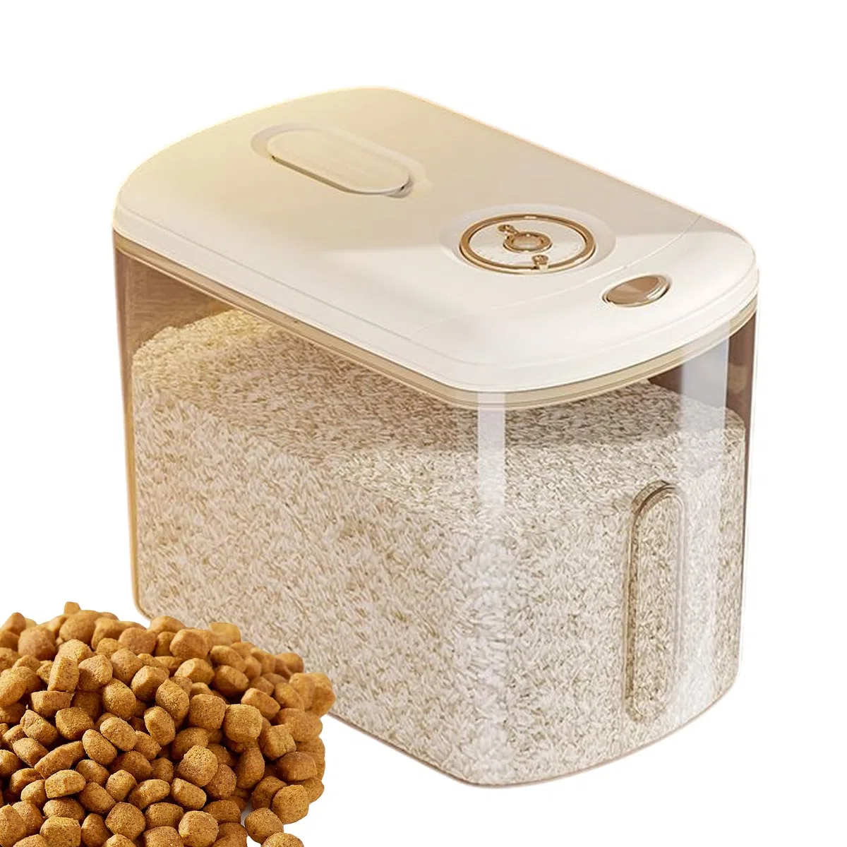 Contenedor De Arroz: Caja De Almacenamiento De Granos Hermético, Contenedor De Soporte De Alimentos Secos | Guardián De Arroz De Duradero Con Tapa Y Taza, 10 Kg De Solución De Almacenamiento