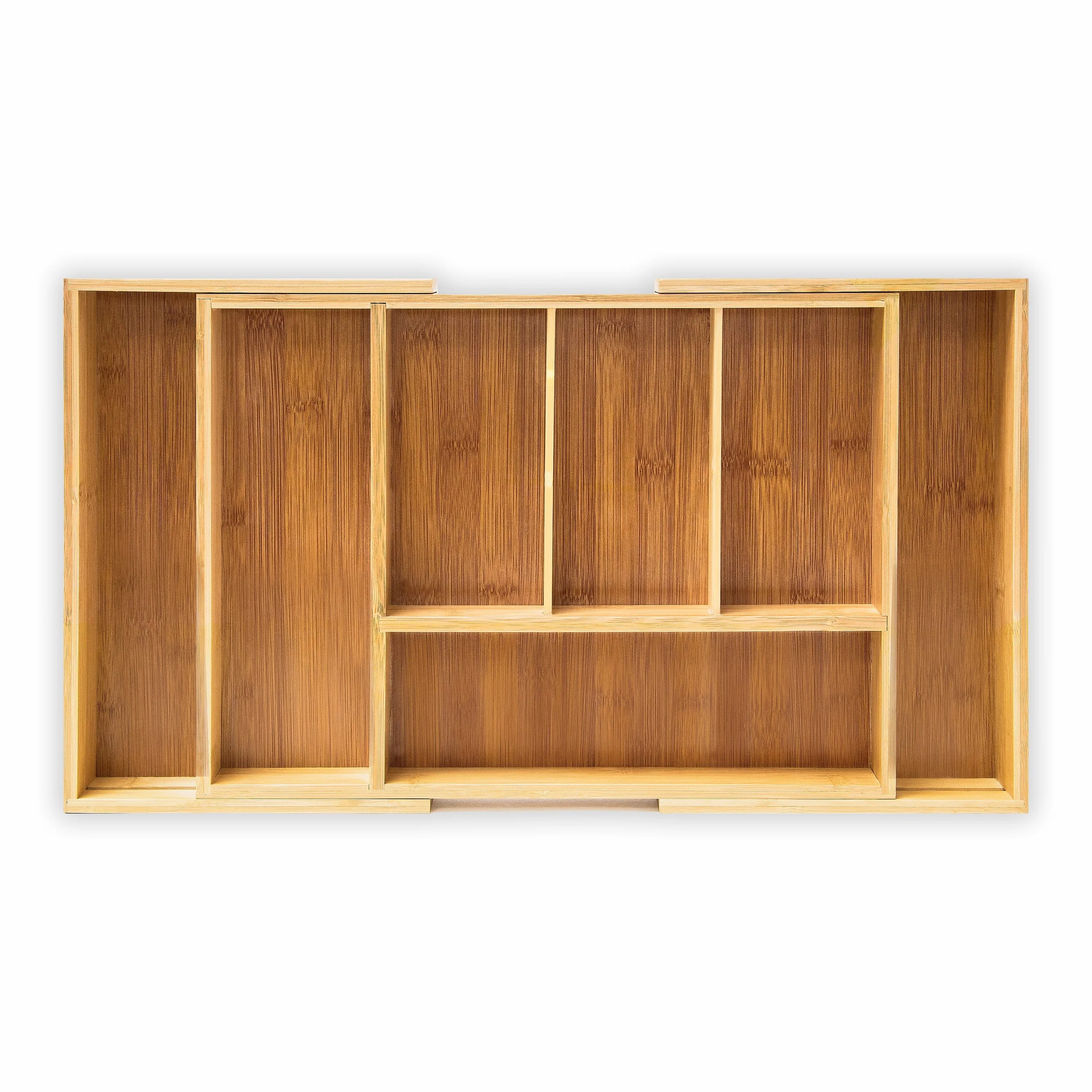 Relaxdays Cubertero Cajón Extensible, 5 a 7 Compartimentos, Bandeja Cubiertos, 5 x 48,5 x 28 cm, Bambú, Marrón Natural