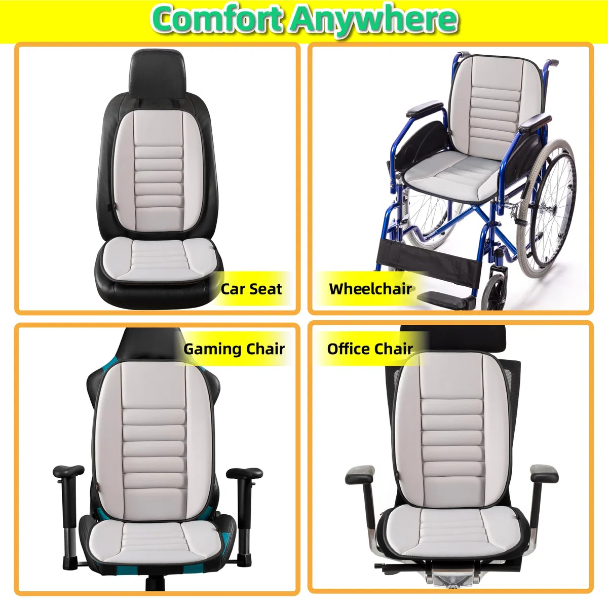 kingphenix Cojín para Asiento de Coche con Almohada de Soporte Lumbar: Diseño de Espuma Viscoelástica Mejorada para Alivio del Dolor, Ideal para Conductores y Uso en Oficina - Comodidad Lombar