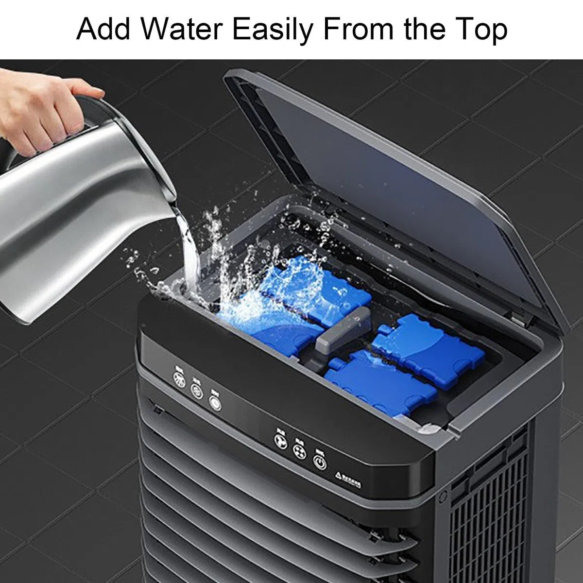 Aire acondicionado portátil, pingüino aire acondicionado sin tubo frío con temporizador para la habitación con motor de cobre puro, ventilador de refrigeración con mando a distancia, tres niveles de