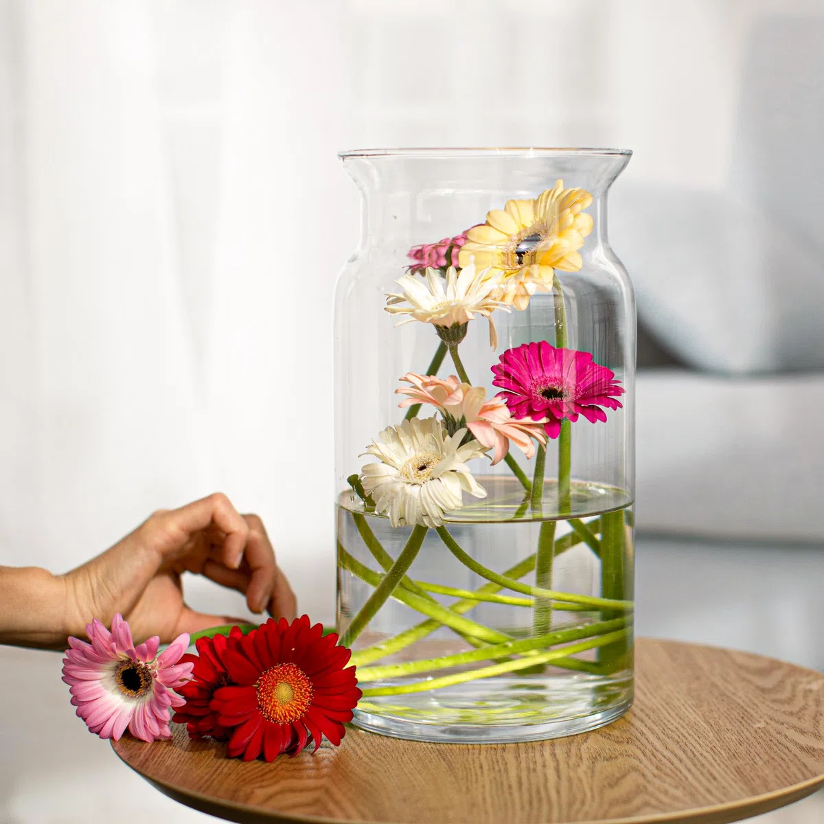 TREND FOR HOME Jarrones Decorativos de Suelo A: 29.5 cm Cilindro Transparente para Decoracion de Fiestas Mesas Jarrones Decorativos Modernos Florero de Vidrio Jarrón Grande, Ø 16 cm, Sunflower