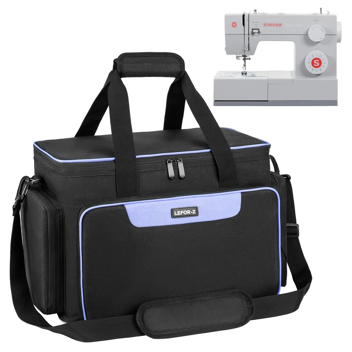 LEFOR·Z Bolsa de máquina de coser, bolsa de transporte para máquina de coser con bolsillos para máquinas de coser y accesorios de costura, bolsa de costura adecuada para la mayoría de tamaños estándar