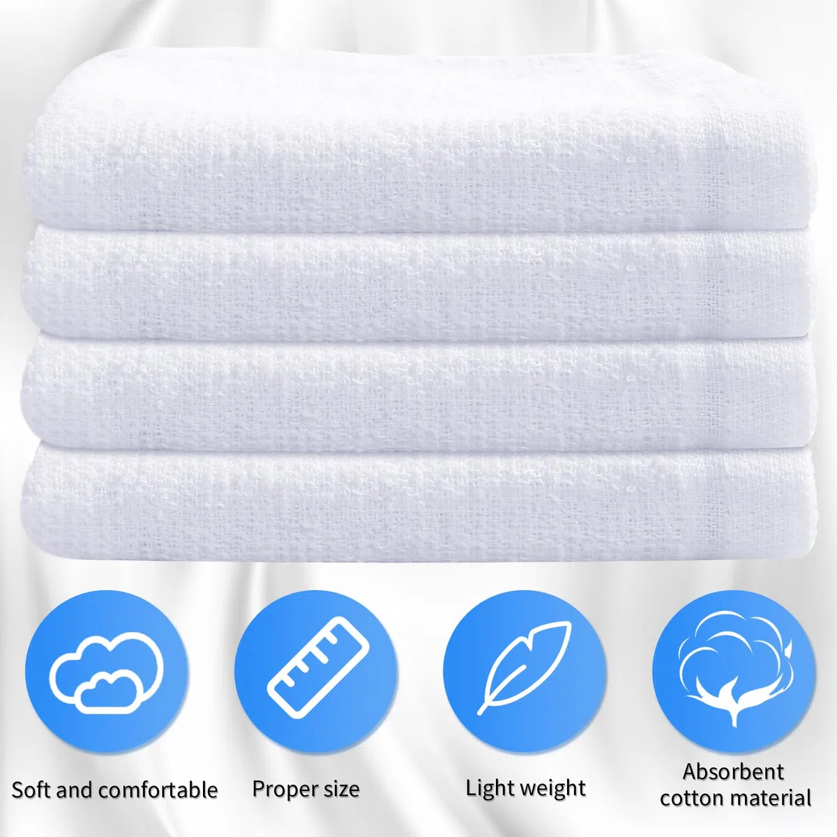 Juego de 60 paños suaves de 12 x 12 pulgadas, algodón blanco, paños absorbentes, trapos de limpieza, toallas multiusos lavables a máquina, toallas de gimnasio para baño, suministros de cocina