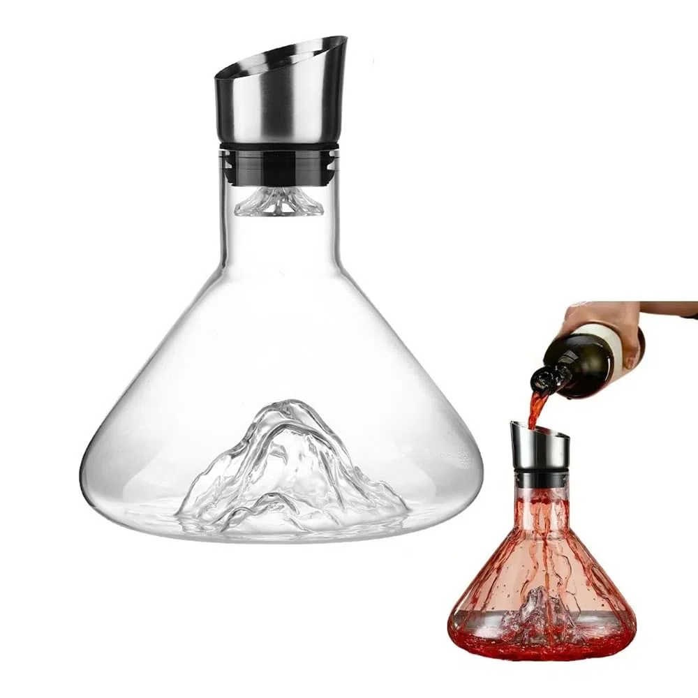 Decantador de Vino Tinto 1.5L de Cristal con Aireador y Filtro Incorporados - No Gotea al Verter, Capacidad 1500ml - Ideal como Regalo
