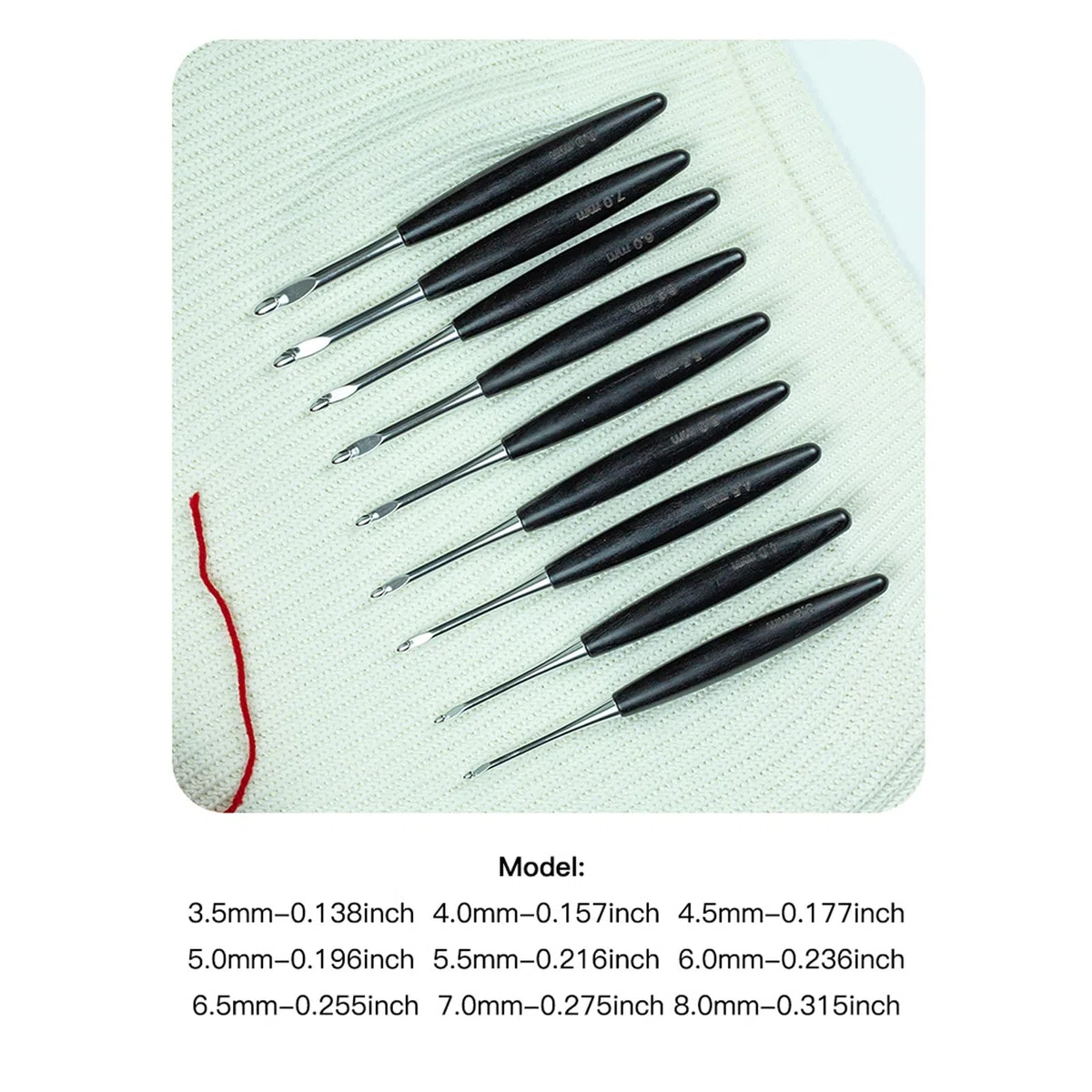 9 Agujas de Ganchillo con de Madera con Estuche de Almacenamiento, Agarre ergonómico, Aguja de Ganchillo de Aluminio de 3, 5 a 8, 0 mm para Tejer Sujetadores Hechos a Mano