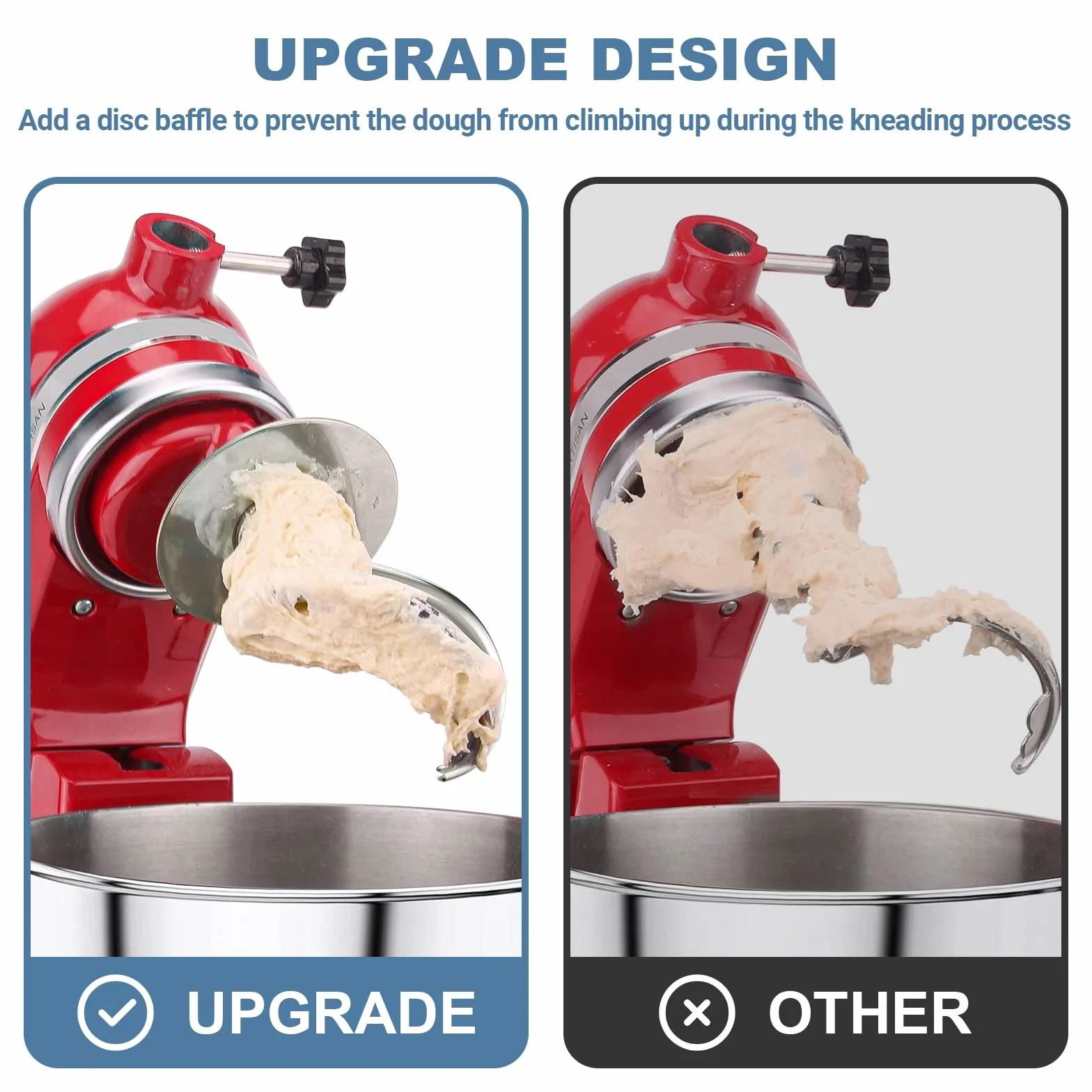 COFUN Gancho amasador de acero inoxidable para Kitchenaid, Batidor con cabezal basculante 4,5-5 pintas para gancho amasador para Kitchenaid, Apto para lavavajillas