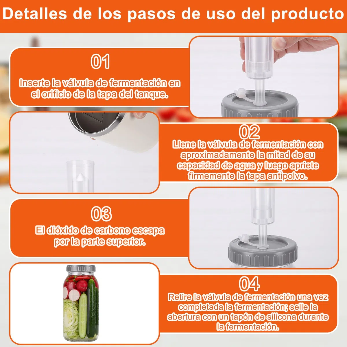 Tarro de Fermentación de 2 uds., Tarro de Fermentación de Vidrio de 2L de Capacidad con Esclusa de Aire para Encurtidos, Chucrut y Kimchi