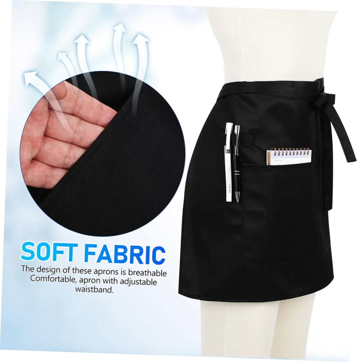 Cabilock 5piezas Delantal de Servicio con Bolsillos para Teterías y Cafeterías Unidades Delantal Corto para Hombre y Mujer