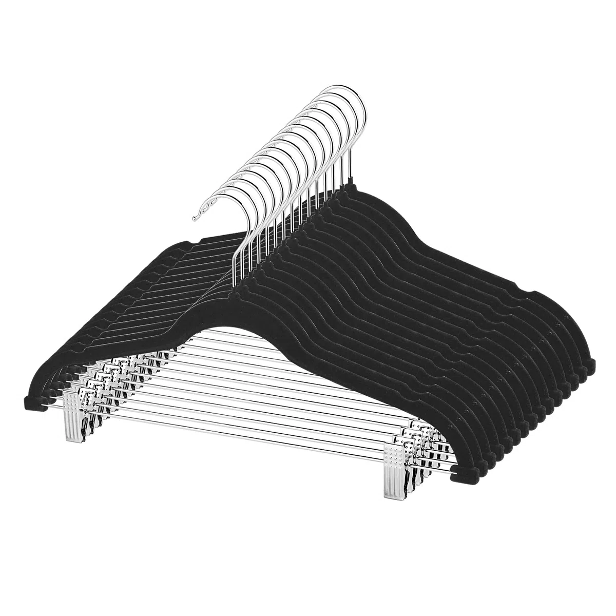 Perchas para Pantalones, Perchas de Terciopelo con Clips, Perchas para Pantalones con Clips, Perchas para Faldas, Paquete de 30