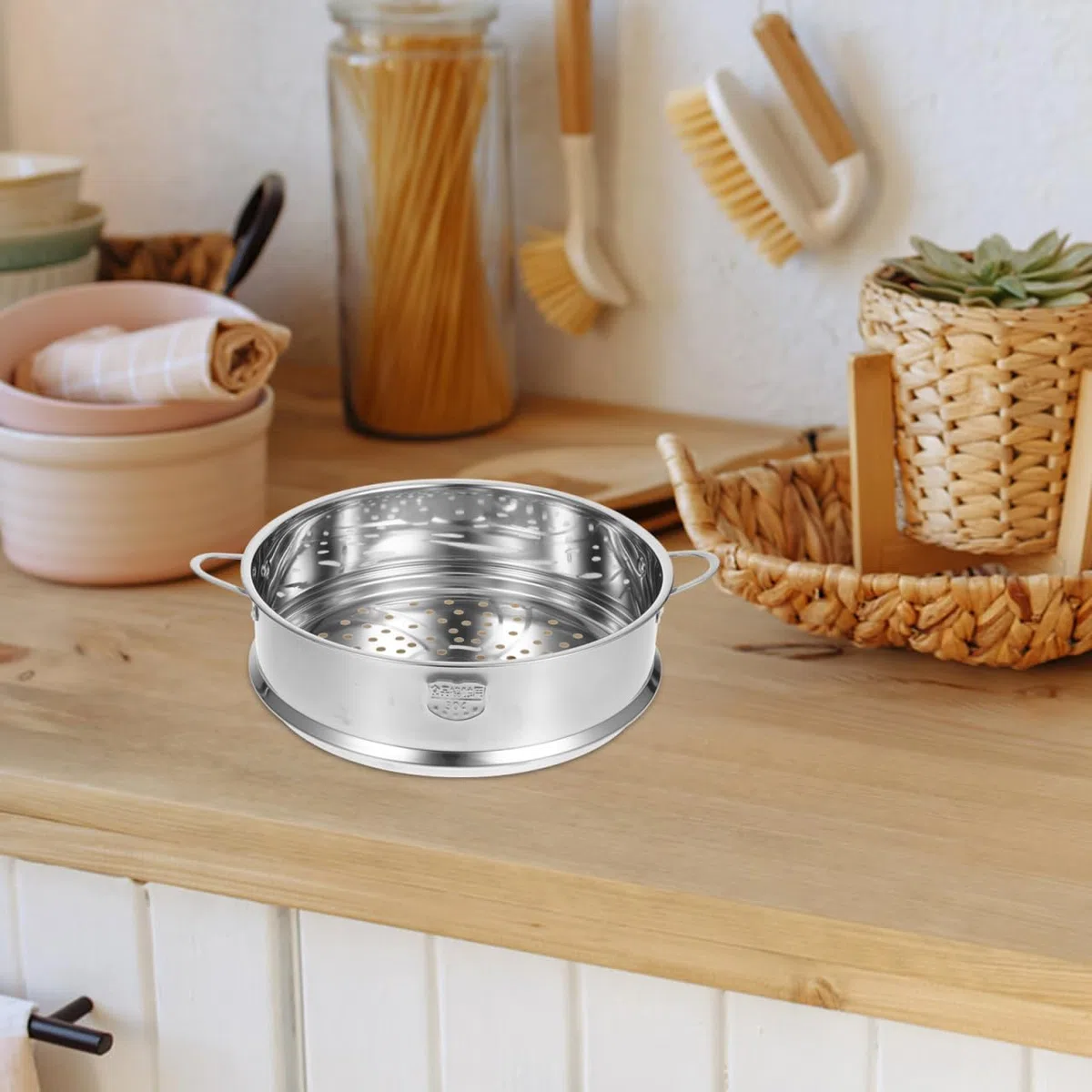ULTECHNOVO Cesta de vapor de acero inoxidable 304, 24 cm, con asa, accesorios de cocina para familia y gastronomía