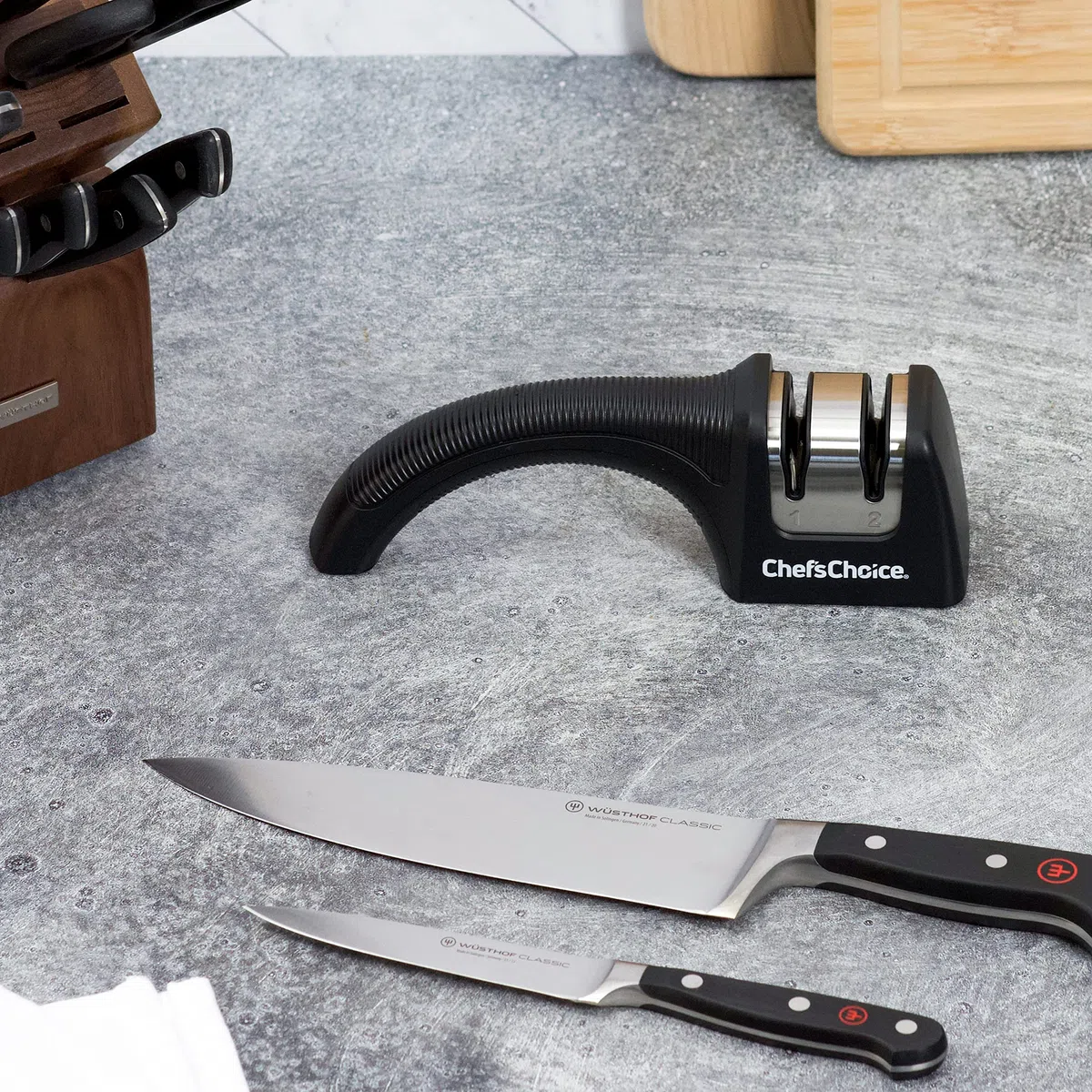 Chef'sChoice 4650100 465 - Cuchillo de cocina (filo recto, 2 niveles), color negro