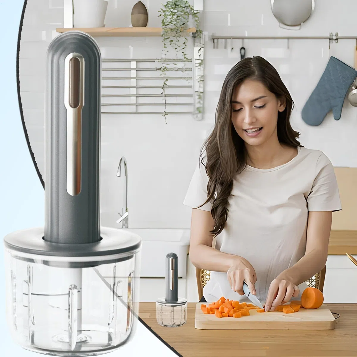 Triturador De Cocina, Procesador De Carne Ligero, Triturador Eléctrico Desmontable Para Comida De Bebé Frutas Preparación De Comidas Y Verduras