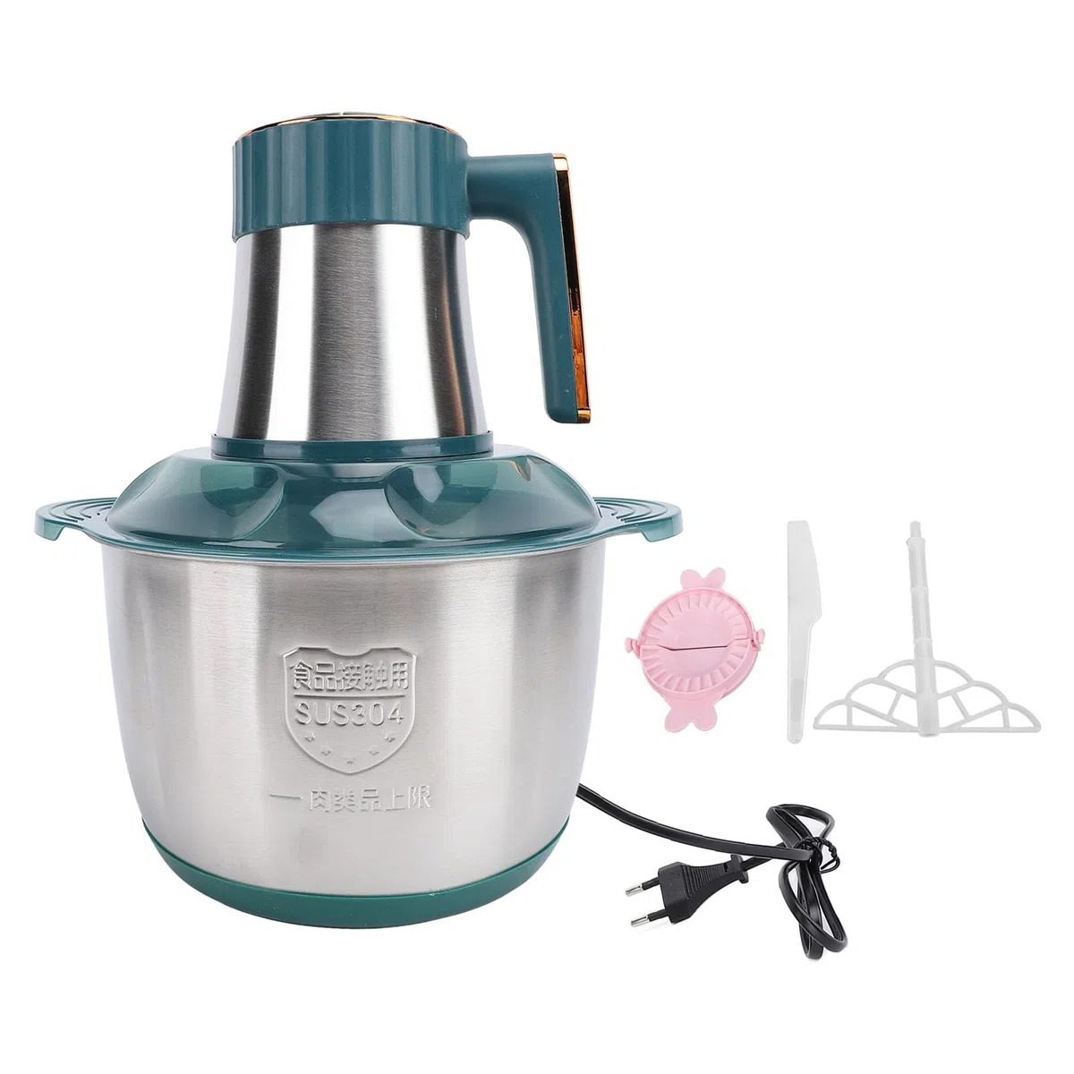 HEEPDD Procesador de Alimentos para Picadora de Carne Eléctrica, Acero Inoxidable SUS de 500 W con 2 Cuchillas, 3 Platos y Capacidad de 5 L para Moler Carne, Verduras y Frutas (Enchufe europeo 220v)