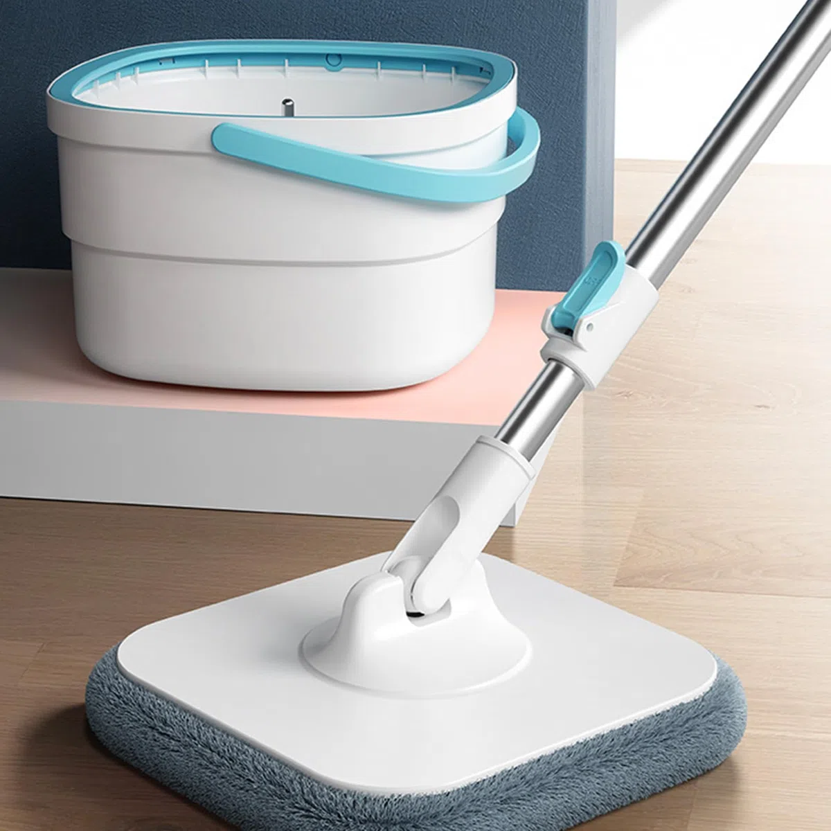 Juego de Fregona de Suelos y Cubo Accesorios De Limpieza De Suelos Para El | Juego De Fregona Y Cubo Con Escurridor Para Suelos de Madera, Dormitorio, Baño, Estudio,