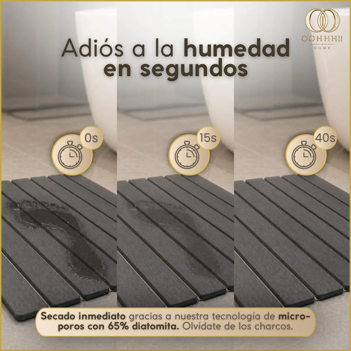 Alfombra Diatomita Baño Plegable 60x39 cm, Alfombrilla de Baño de Piedra Diatomita Secado Rápido, Antideslizante, Cortable, Base Absorbente para Ducha, Cocina, Escurreplatos, Plantas y Piscina