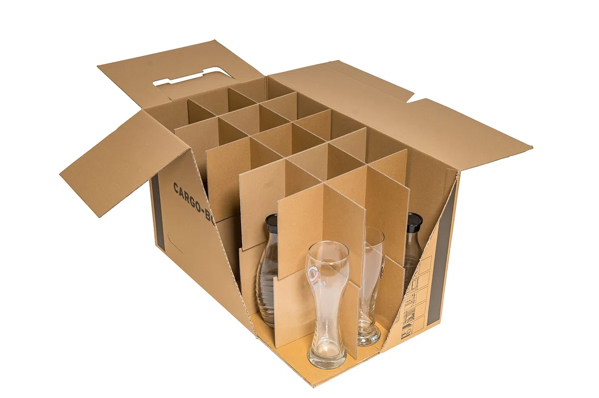 karton-billiger - 10 cajas para vasos, tazas y botellas - 15-30 compartimentos
