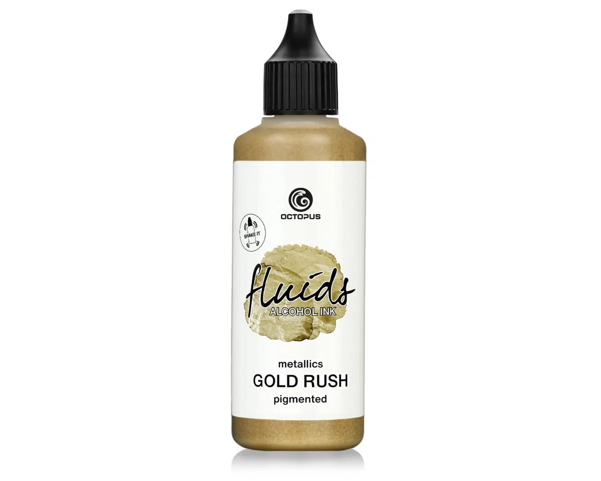 100 ml Fluids Alcohol Ink GOLD RUSH, Tinta al alcohol para Fluid Art y Resin Art, oro metálico