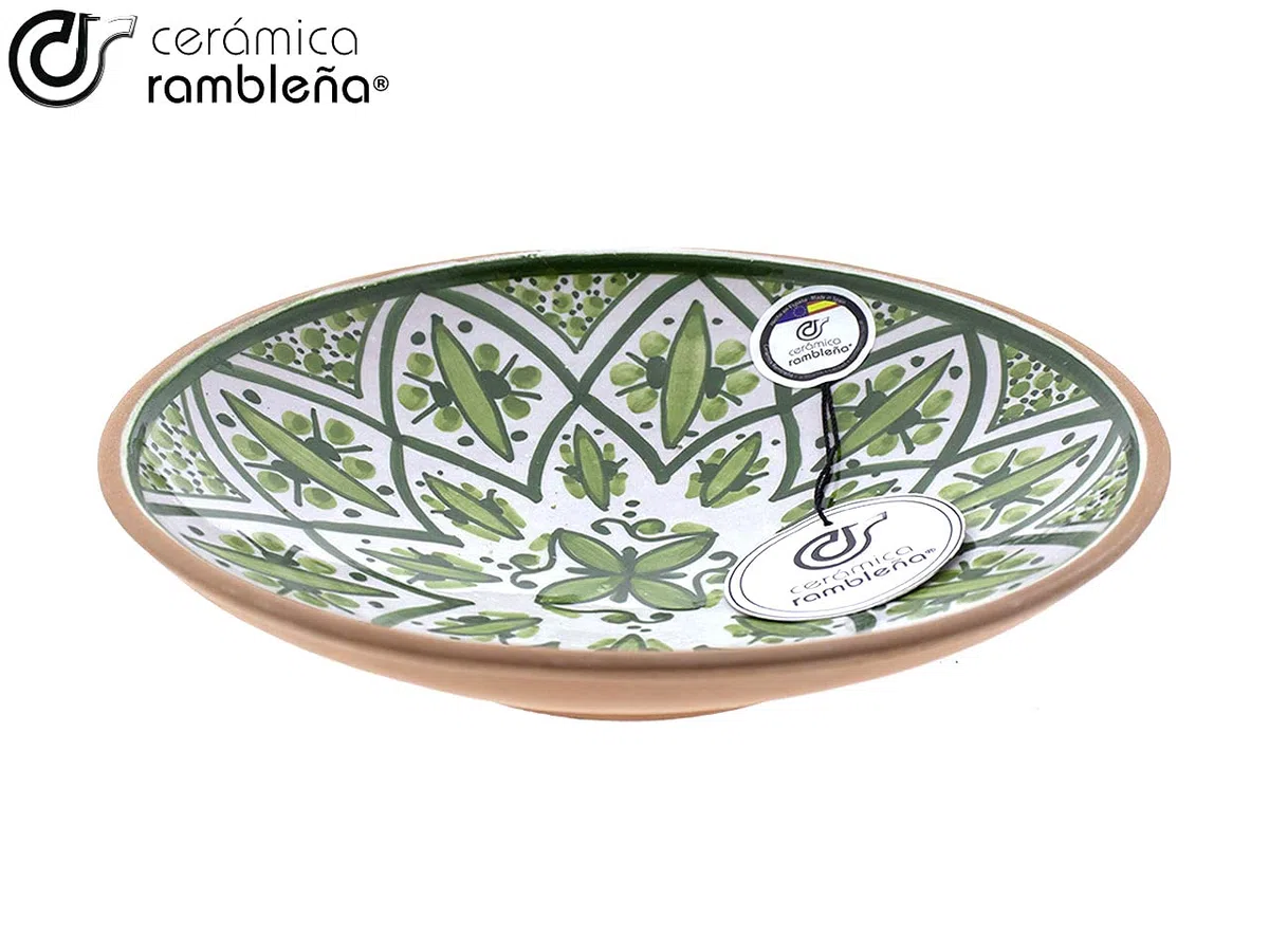 CERÁMICA RAMBLEÑA | Plato Decorativo para Colgar en Pared | Plato de cerámica | Plato Pared de Barro Rojo Modelo D23 | 100% Hecho a Mano | 21x21x4 cm