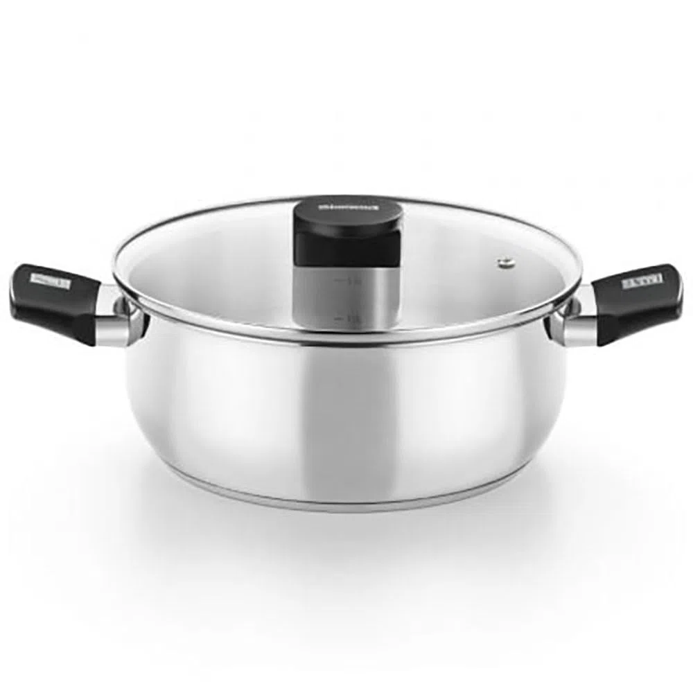 Monix - Cacerola de acero inoxidable de 5,7 L, capacidad de 5 a 6 L, sin revestir, con tapa, fondo difusor de 4,5 mm, plateado/acero inoxidable