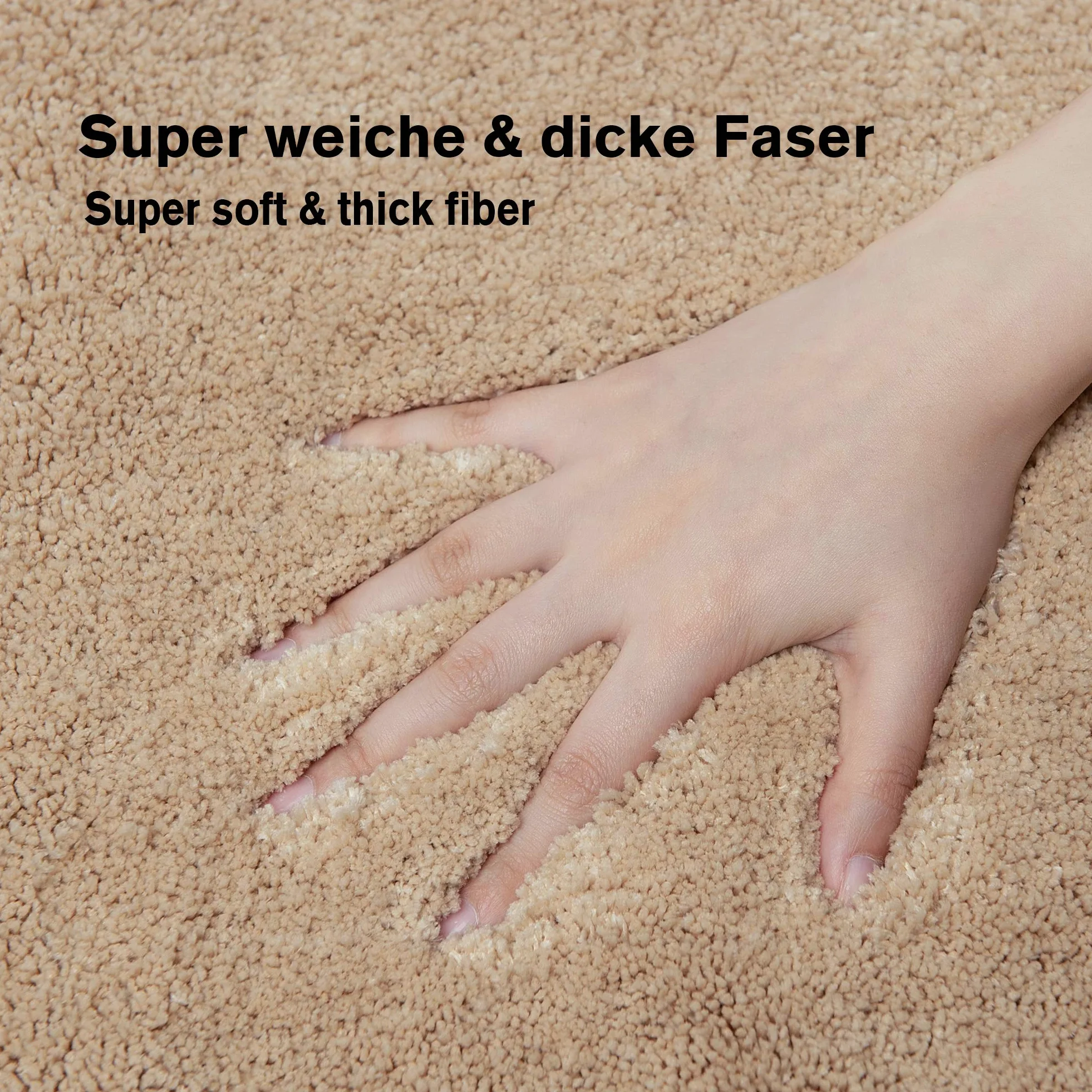 Alfombrilla de baño 120 cm x 70 cm, antideslizante, lavable a máquina, antideslizante, suave, absorbente, de microfibra, color crema y beige