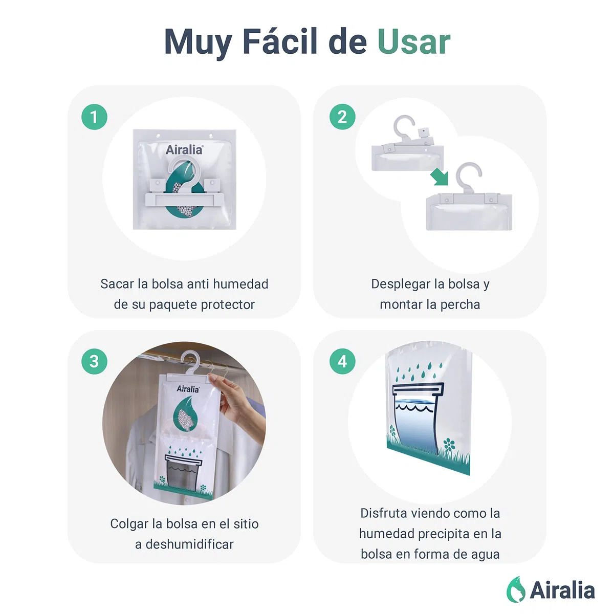 AIR-DRYBAG - 10 Pack | Deshumidificador Armarios, Bolsas Antihumedad Armario, Absorbe Humedad, Anti Moho y Condensación | Para Ropa, Habitación, Baño, Trastero,Cocina y Hogar en General