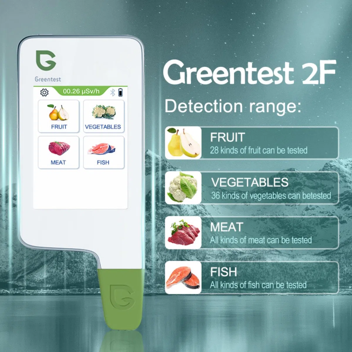 Greentest - Comprobador de nitrato de carne fresca digital de lectura instantánea, fruta, vegetal, y medidor para alimentos (blanco)