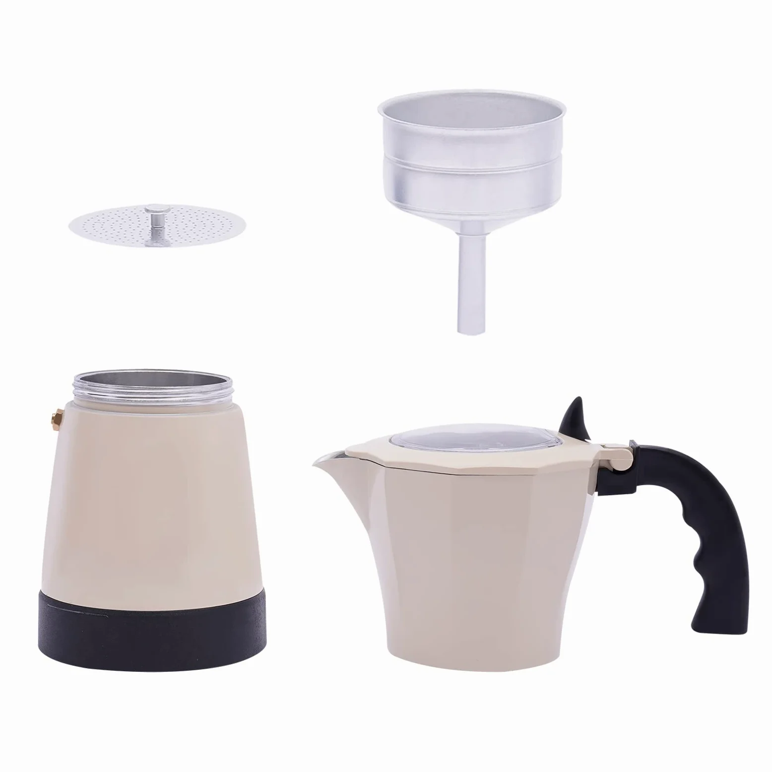 Máquina de café espresso para 6 tazas, cafetera eléctrica con base, cafetera eléctrica, urna de café, 300 ml (blanco crema)