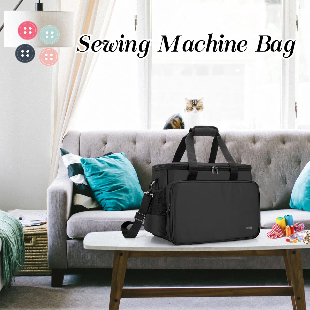 Luxja Máquina de Coser Trolley Bolso, Bolsa para Máquina de Coser, Funda Maquina de Coser (No Incluido Accesorios)