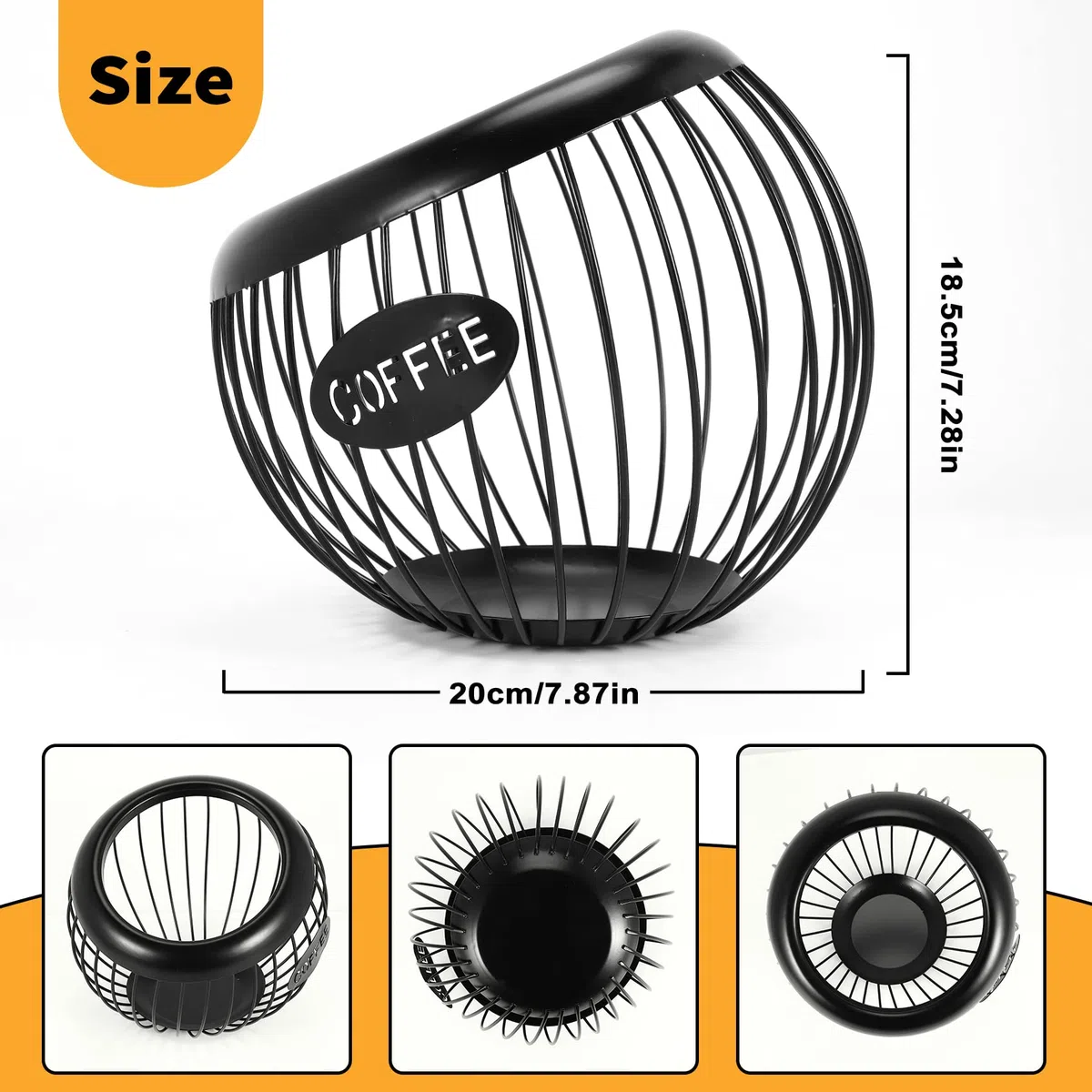 Organizador de estante para café, soporte para tazas K y café espresso con gran capacidad, cesta de almacenamiento para cápsulas de café de metal