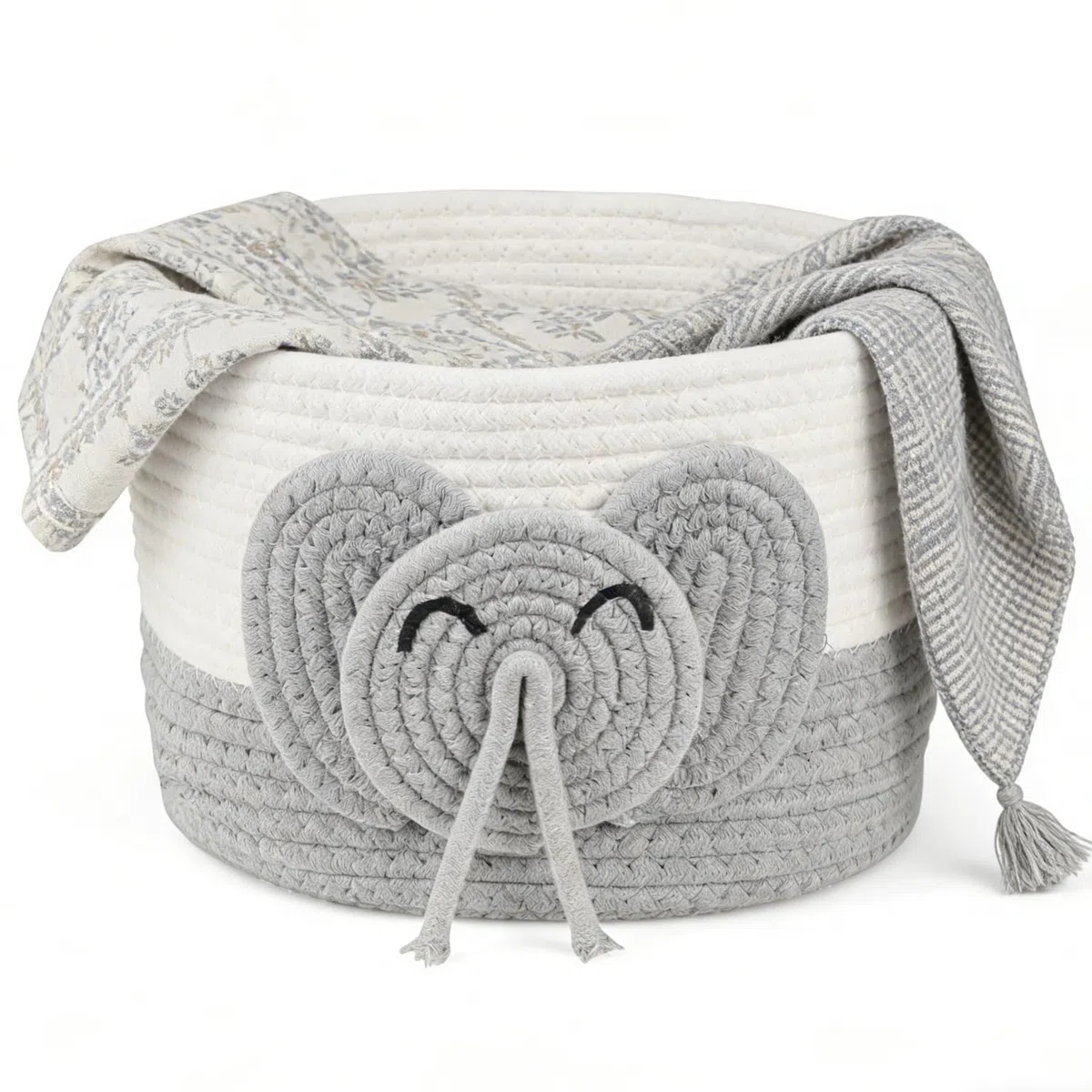 Cesta de almacenamiento para niños de algodón, cambiador, cesta con diseño de elefante, cesta de almacenamiento para habitación infantil, cestas con asas para decoración, categorización