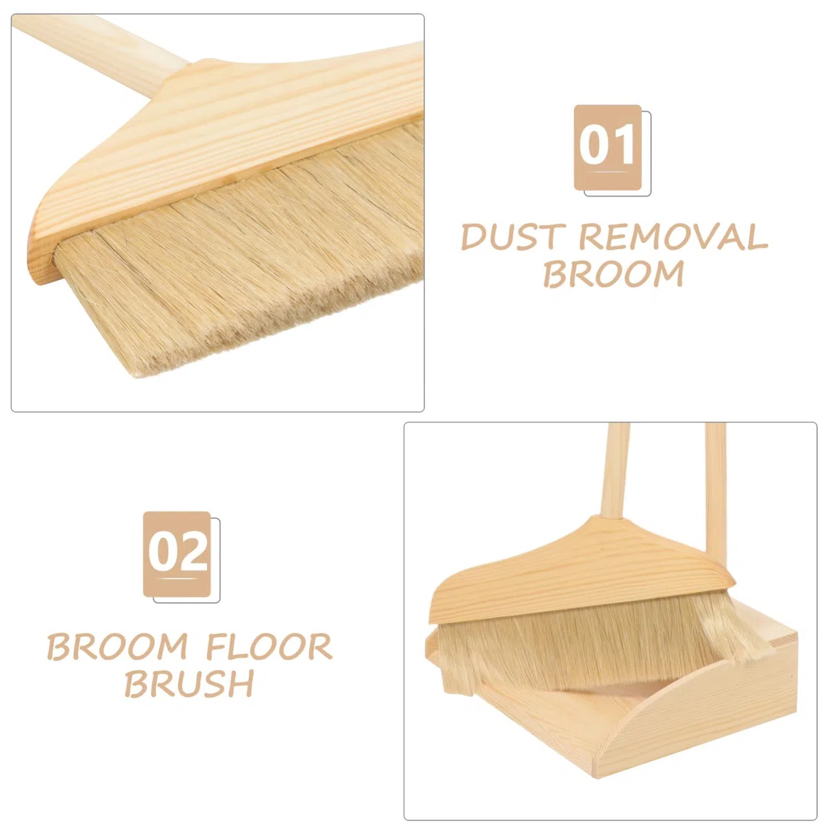 Healifty Juego de Escoba de Barrido Cerdas de Madera Ligera y Mango Ergonómico para Limpieza en Talleres y Cómoda